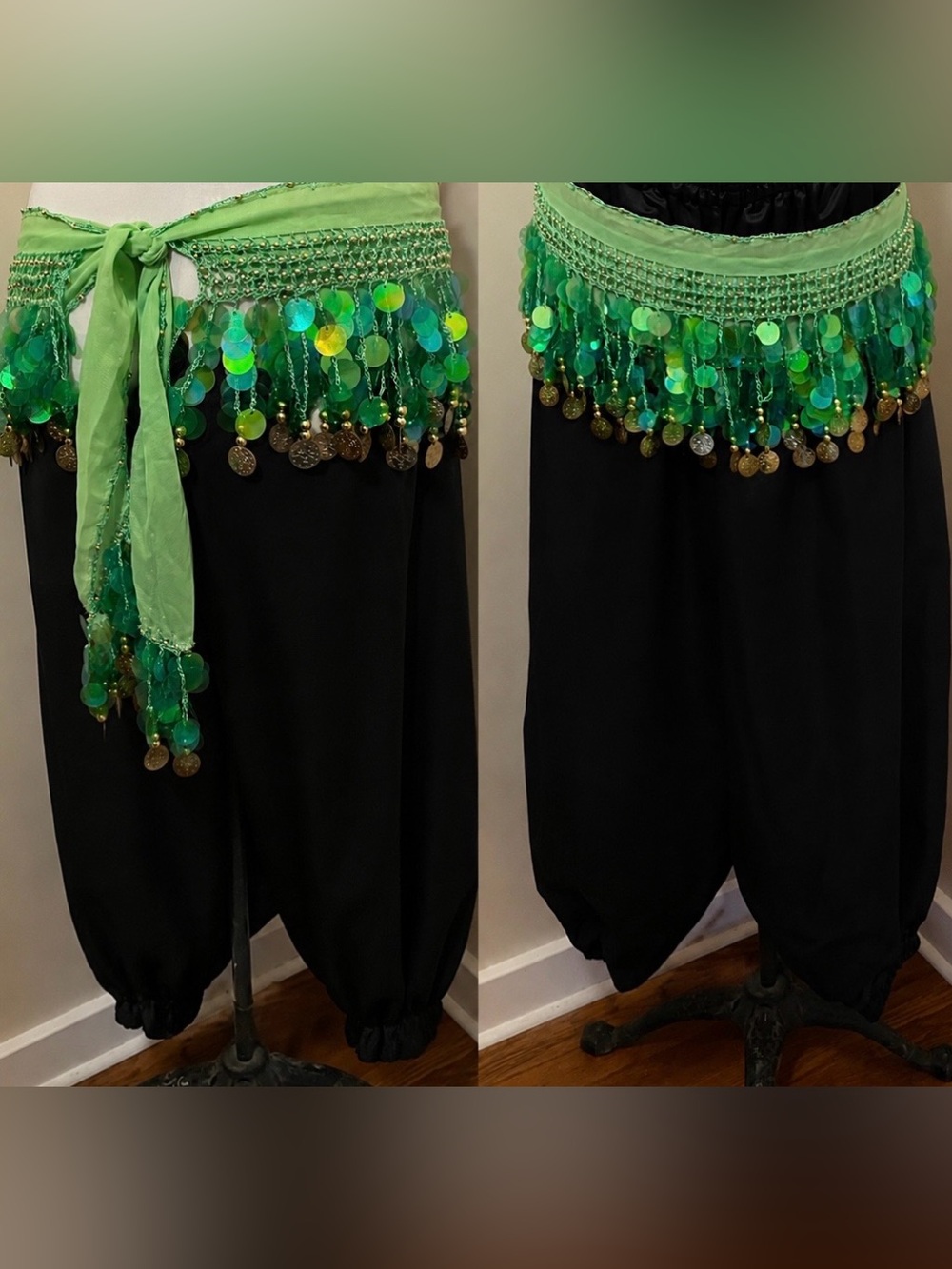 Green Coin Belt Bellydance Costume Dance